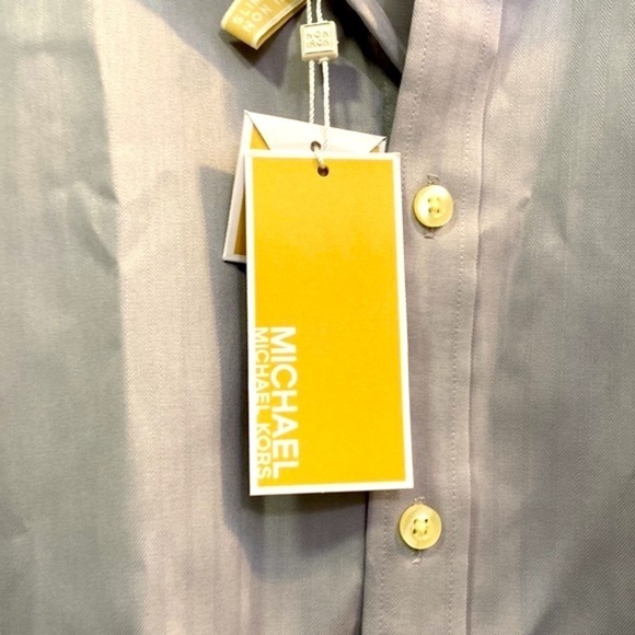 NWT Michael Michael Kors Steel Gray Slim Fit Non Iron Long Sleeve Button Down - Picture 4 of 12